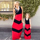 Robe mère fille rouge et noire